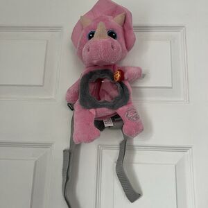 Vintage Chupa Chups Pink Triceratops Plush Backpack Removable Dinosaur Candy 13"
